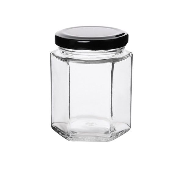 Clear Straight-Sided Glass Jars - 6 oz, Gold Metal Cap