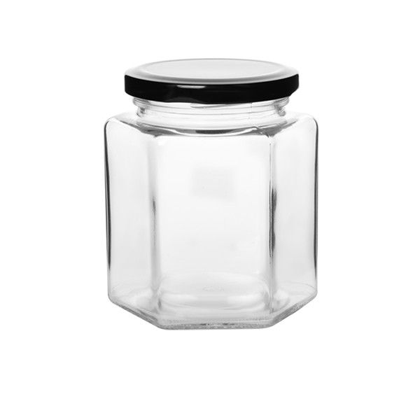 380ml Hexagon Glass Jars (12 oz)