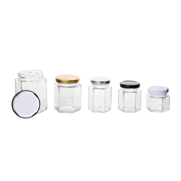 1.5 oz Clear Hexagon Jars,Small Glass Jars With Lids(black),Mason