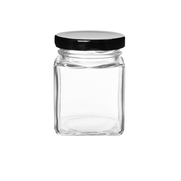 100ml Square Glass Jars With Lids (3.38 oz)