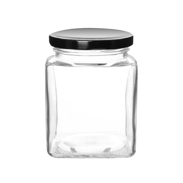 300ml Square Glass Jars With Lids (10 oz)