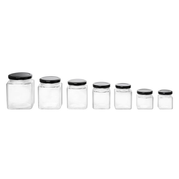 60ml Square Glass Jars With Lids (2 oz)