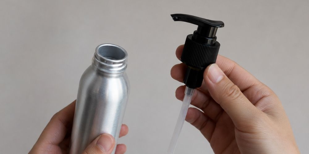 Aluminum-Bottle-with-Pump-Cap-for-Recycling